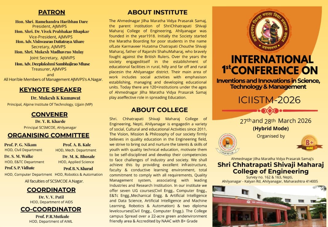 1st International Conference on Inventions and Innovations in Science, Technology & Management